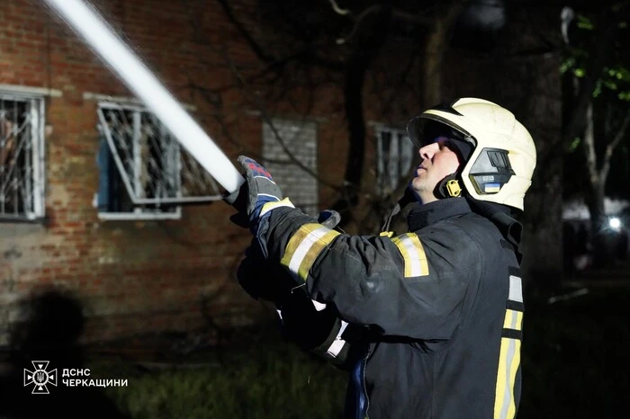 Moment after the drone attack in Cherkasy